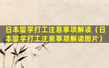 日本留学打工注意事项解读（日本留学打工注意事项解读图片）
