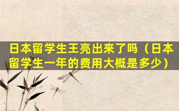 日本留学生王亮出来了吗（日本留学生一年的费用大概是多少）