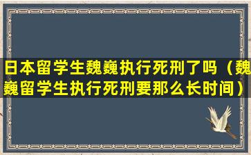 日本留学生魏巍执行死刑了吗（魏巍留学生执行死刑要那么长时间）