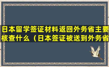 日本留学签证材料返回外务省主要核查什么（日本签证被送到外务省要多久出来）