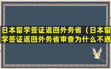 日本留学签证返回外务省（日本留学签证返回外务省审查为什么不通过）