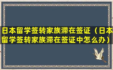 日本留学签转家族滞在签证（日本留学签转家族滞在签证中怎么办）