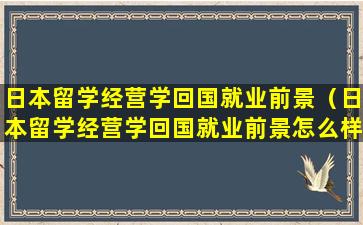 日本留学经营学回国就业前景（日本留学经营学回国就业前景怎么样）