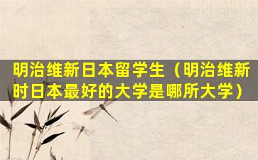 明治维新日本留学生（明治维新时日本最好的大学是哪所大学）