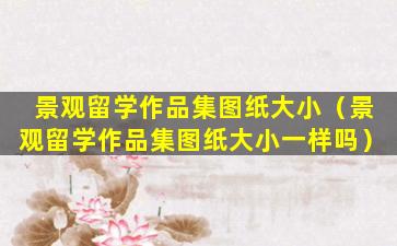 景观留学作品集图纸大小（景观留学作品集图纸大小一样吗）