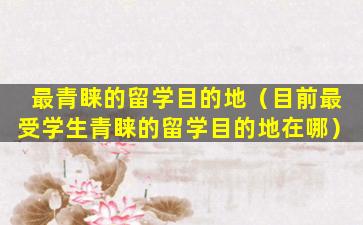 最青睐的留学目的地（目前最受学生青睐的留学目的地在哪）