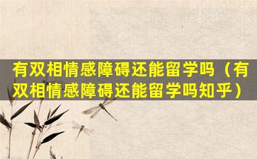 有双相情感障碍还能留学吗（有双相情感障碍还能留学吗知乎）