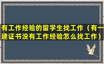 有工作经验的留学生找工作（有一建证书没有工作经验怎么找工作）