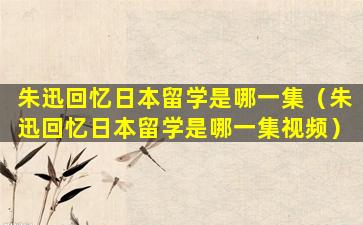 朱迅回忆日本留学是哪一集（朱迅回忆日本留学是哪一集视频）