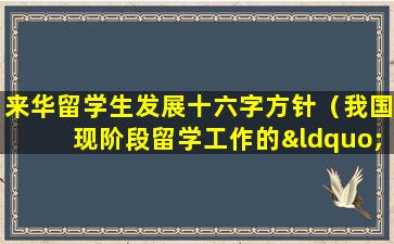 来华留学生发展十六字方针（我国现阶段留学工作的“16字方针”将工作重点放在）