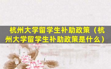 杭州大学留学生补助政策（杭州大学留学生补助政策是什么）