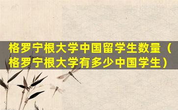 格罗宁根大学中国留学生数量（格罗宁根大学有多少中国学生）