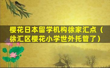 樱花日本留学机构徐家汇点（徐汇区樱花小学世外托管了）