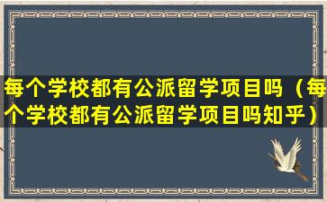 每个学校都有公派留学项目吗（每个学校都有公派留学项目吗知乎）