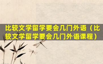 比较文学留学要会几门外语（比较文学留学要会几门外语课程）