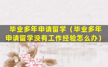 毕业多年申请留学（毕业多年申请留学没有工作经验怎么办）