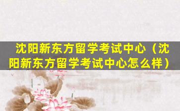 沈阳新东方留学考试中心（沈阳新东方留学考试中心怎么样）