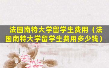 法国南特大学留学生费用（法国南特大学留学生费用多少钱）