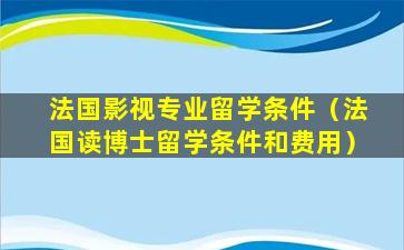 法国影视专业留学条件（法国读博士留学条件和费用）