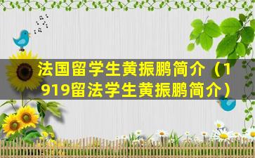 法国留学生黄振鹏简介（1919留法学生黄振鹏简介）