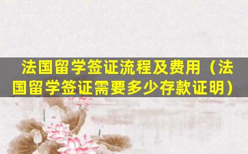 法国留学签证流程及费用（法国留学签证需要多少存款证明）