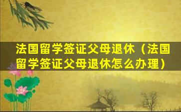 法国留学签证父母退休（法国留学签证父母退休怎么办理）