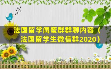 法国留学闺蜜群群聊内容（法国留学生微信群2020）