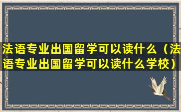法语专业出国留学可以读什么（法语专业出国留学可以读什么学校）