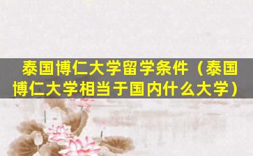 泰国博仁大学留学条件（泰国博仁大学相当于国内什么大学）