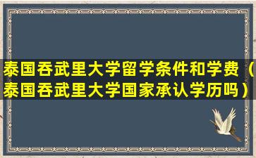 泰国吞武里大学留学条件和学费（泰国吞武里大学国家承认学历吗）