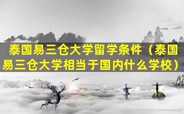 泰国易三仓大学留学条件（泰国易三仓大学相当于国内什么学校）