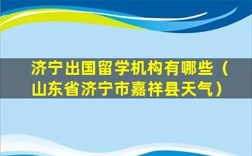 济宁出国留学机构有哪些（山东省济宁市嘉祥县天气）