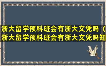 浙大留学预科班会有浙大文凭吗（浙大留学预科班会有浙大文凭吗知乎）