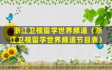 浙江卫视留学世界频道（浙江卫视留学世界频道节目表）