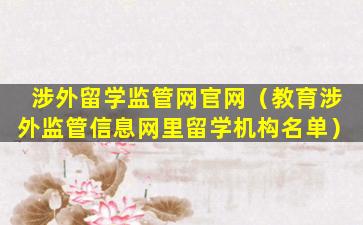 涉外留学监管网官网（教育涉外监管信息网里留学机构名单）
