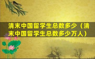 清末中国留学生总数多少（清末中国留学生总数多少万人）