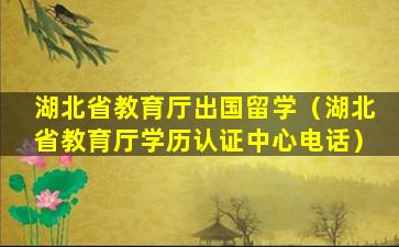 湖北省教育厅出国留学（湖北省教育厅学历认证中心电话）