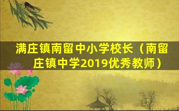 满庄镇南留中小学校长（南留庄镇中学2019优秀教师）