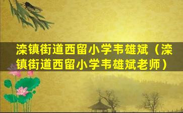 滦镇街道西留小学韦雄斌（滦镇街道西留小学韦雄斌老师）