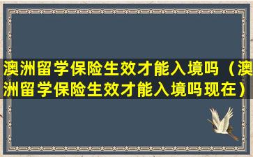 澳洲留学保险生效才能入境吗（澳洲留学保险生效才能入境吗现在）