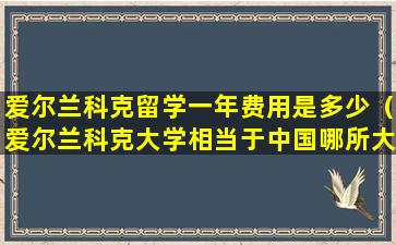 爱尔兰科克留学一年费用是多少（爱尔兰科克大学相当于中国哪所大学）
