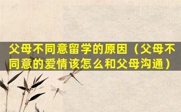 父母不同意留学的原因（父母不同意的爱情该怎么和父母沟通）