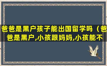 爸爸是黑户孩子能出国留学吗（爸爸是黑户,小孩跟妈妈,小孩能不能上大学）