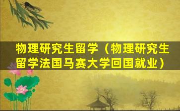 物理研究生留学（物理研究生留学法国马赛大学回国就业）