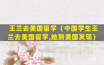 王兰去美国留学（中国学生王兰去美国留学,她到美国发现）