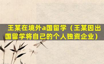 王某在境外a国留学（王某因出国留学将自己的个人独资企业）