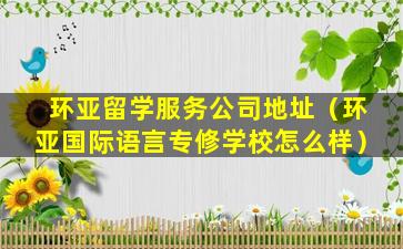 环亚留学服务公司地址（环亚国际语言专修学校怎么样）