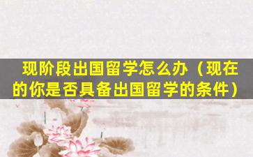 现阶段出国留学怎么办（现在的你是否具备出国留学的条件）