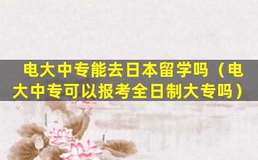 电大中专能去日本留学吗（电大中专可以报考全日制大专吗）
