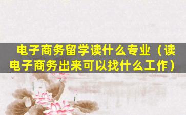 电子商务留学读什么专业（读电子商务出来可以找什么工作）
